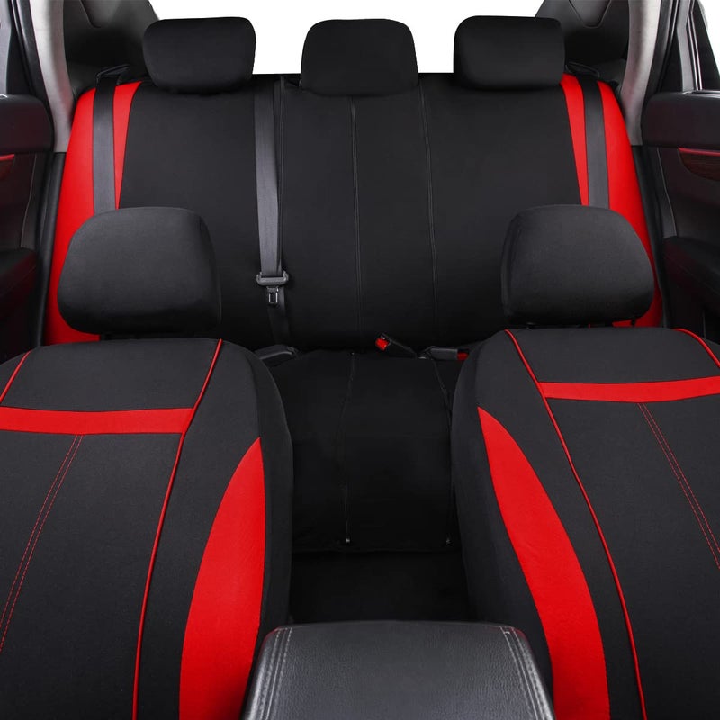 CAR-GRAND Universal Fit Sporty Cloth Full Set Car Seat Covers, Fit for Car, Truck, Sedan, Vans, SUV, Breathable, Washable, Airbag Compatible, Zipper Design - Image 4